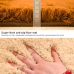 Faux Fur Rug Anti-slip Solid Bath Carpet Kids Room Door Mats Oval  Bedroom Living Room Rugs - Image 3
