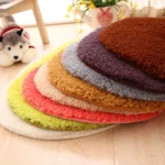 Faux Fur Rug Anti-slip Solid Bath Carpet Kids Room Door Mats Oval  Bedroom Living Room Rugs - Image 4