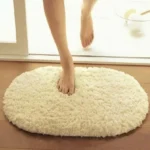 Faux Fur Rug Anti-slip Solid Bath Carpet Kids Room Door Mats Oval  Bedroom Living Room Rugs - Image 5