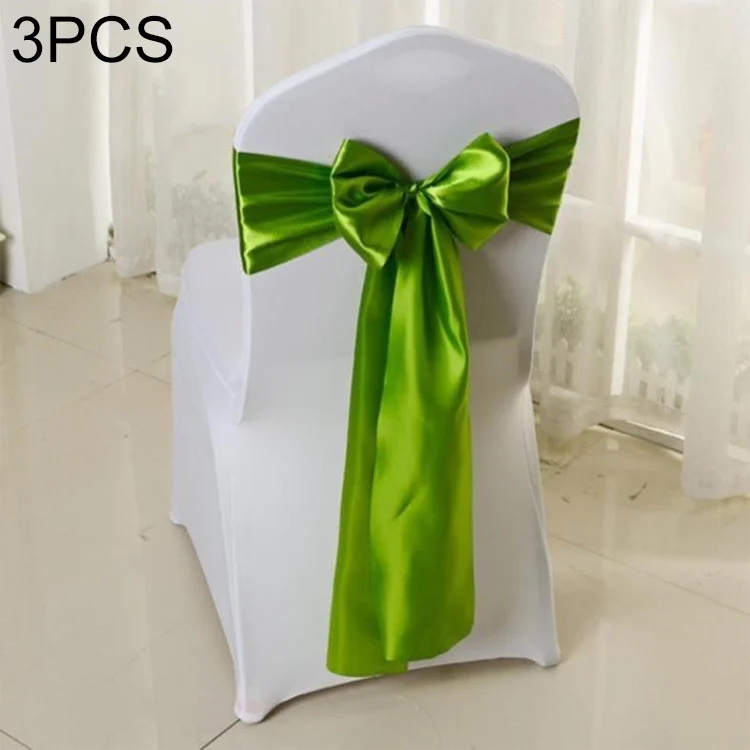 TBD0324634801A.webp 3 PCS Satin Fabric Chair Bows Wedding Chairs Knot Decoration - Image 1