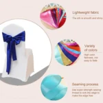 3 PCS Satin Fabric Chair Bows Wedding Chairs Knot Decoration - Image 3