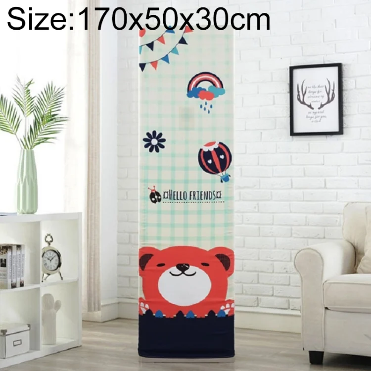 Simple Vertical Cabinet Type All Inclusive Air Conditioning Fabric Dust Cover, Size:170x50x30cm, Style:Dark Grid Bear