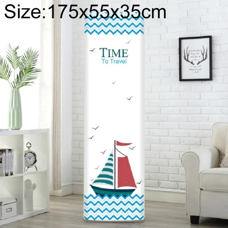 Simple Vertical Cabinet Type All Inclusive Air Conditioning Fabric Dust Cover, Size:175x55x35cm, Style:Sailboat