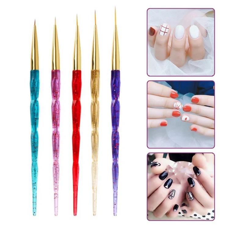 TBD03460295.webp 5 Piece/set Acrylic Phototherapy Nail Painting Flower Carved Crystal Pen Nail Pen - Image 1