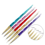 5 Piece/set Acrylic Phototherapy Nail Painting Flower Carved Crystal Pen Nail Pen - Image 4
