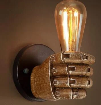 Creative Personality Fist Wall Lamp Bedroom Bedside Restaurant Cafe Resin Decorative Antique Lamps