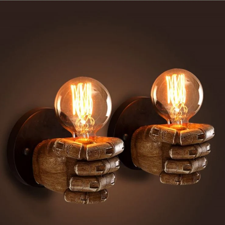 TBD0362890801_5.webp Creative Personality Fist Wall Lamp Bedroom Bedside Restaurant Cafe Resin Decorative Antique Lamps - Image 6
