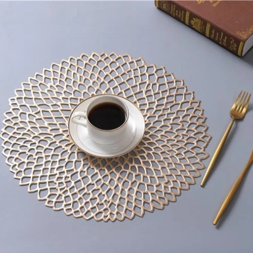 TBD0363240301B_2.webp Table Bowl Mats Home Decor Placemat For Dining Table PVC Plastic Hollow Insulation Round Baroque Mediterranean Coaster Pads - Image 3