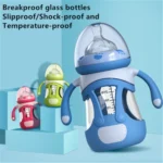 High Borosilicate Glass Baby Bottle with Silicone Sleeve - Image 4