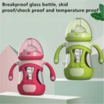 High Borosilicate Glass Baby Bottle with Silicone Sleeve - Image 5