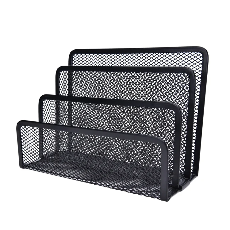 TBD03688281.webp Mesh Letter Sorter Mail Document Tray Black Desk Office File Storage Rack - Image 1