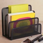 Mesh Letter Sorter Mail Document Tray Black Desk Office File Storage Rack - Image 2
