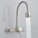 Stainless Steel Material Wall Mounted Kitchen Sink Mixer Faucet Free Rotation Hose Water Tap