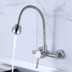 Stainless Steel Material Wall Mounted Kitchen Sink Mixer Faucet Free Rotation Hose Water Tap - Image 3