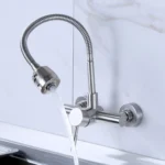 Stainless Steel Material Wall Mounted Kitchen Sink Mixer Faucet Free Rotation Hose Water Tap - Image 4