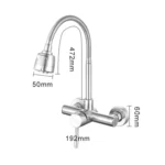 Stainless Steel Material Wall Mounted Kitchen Sink Mixer Faucet Free Rotation Hose Water Tap - Image 5