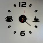 ISHOWTIENDA Fashion Acrylic DIY Coffee Cup Self Adhesive Interior Wall Creative Decoration Clock Mute Clock Stickers Muraux Wall Clock
