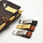 Metal Leather Pen Holder Stainless Steel Pencil Clip Notebook Pen Holder - Image 3