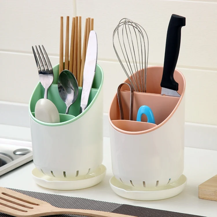 TBD0371354301_7.webp Creative Multi-function Double Drain Shelf Kitchen Chopsticks Storage Bucket Tableware Storage Box - Image 8