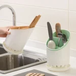 Creative Multi-function Double Drain Shelf Kitchen Chopsticks Storage Bucket Tableware Storage Box - Image 9