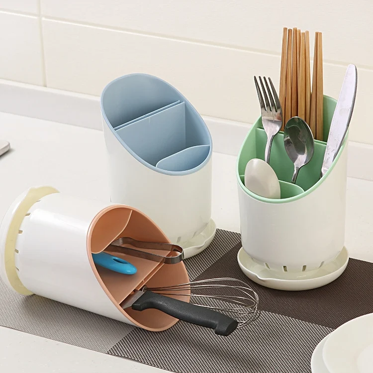 TBD0371354301_9.webp Creative Multi-function Double Drain Shelf Kitchen Chopsticks Storage Bucket Tableware Storage Box - Image 10