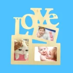 Children DIY Wooden Siamese Letters White Embryo Snowflake Mud Photo Frame - Image 2