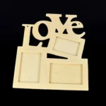 Children DIY Wooden Siamese Letters White Embryo Snowflake Mud Photo Frame - Image 3