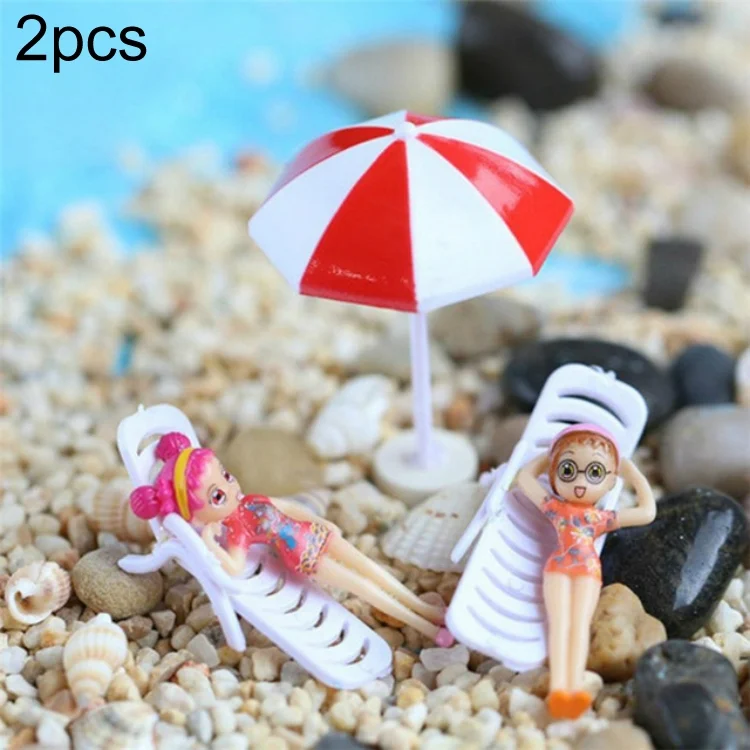 2 PCS Miniature Sun Umbrella DIY Home Garden Decoration Cute Umbrella Table Ornament Handicrafts