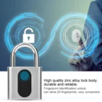 USB Rechargeable Door Lock Fingerprint Padlock Quick Unlock Security Keyless Smart Metal Lock - Image 3