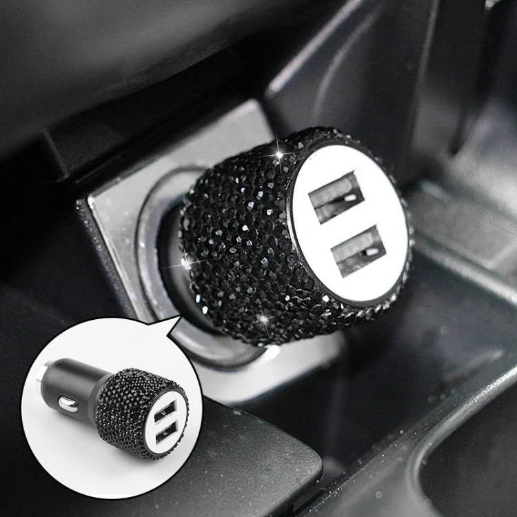 Diamond Car Dual USB Fast Charge Mobile Phone Safety Hammer Charger