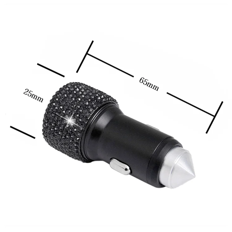 TBD0374172401D_2.webp Diamond Car Dual USB Fast Charge Mobile Phone Safety Hammer Charger - Image 3