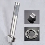 Three-piece Suit Bathroom Water Saving Pressurization Stainless Steel Round Bar Handheld Nozzle Shower Head - Image 2