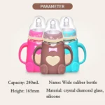 Baby Silicone Glass Bottles Drop-proof and Flatulence-proof Glass Baby Bottle - Image 6
