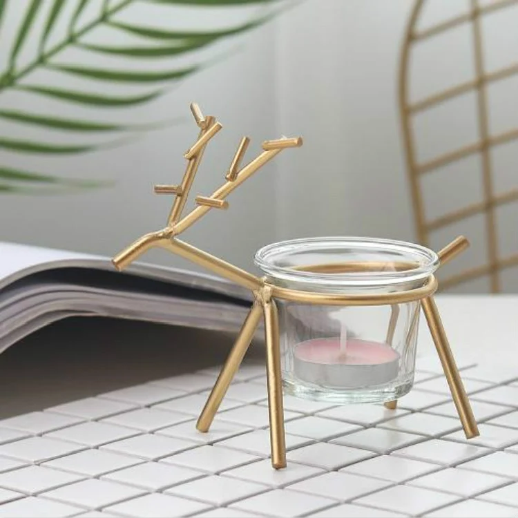 TBD0379231501B.webp Wrought Iron Deer Candlestick Home Desktop Atmosphere Decoration Candle Holder Decoration - Image 1