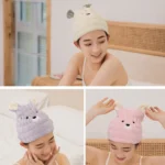 Microfiber Coral Velvet Cartoon Quick Dry Hair Cap - Image 10