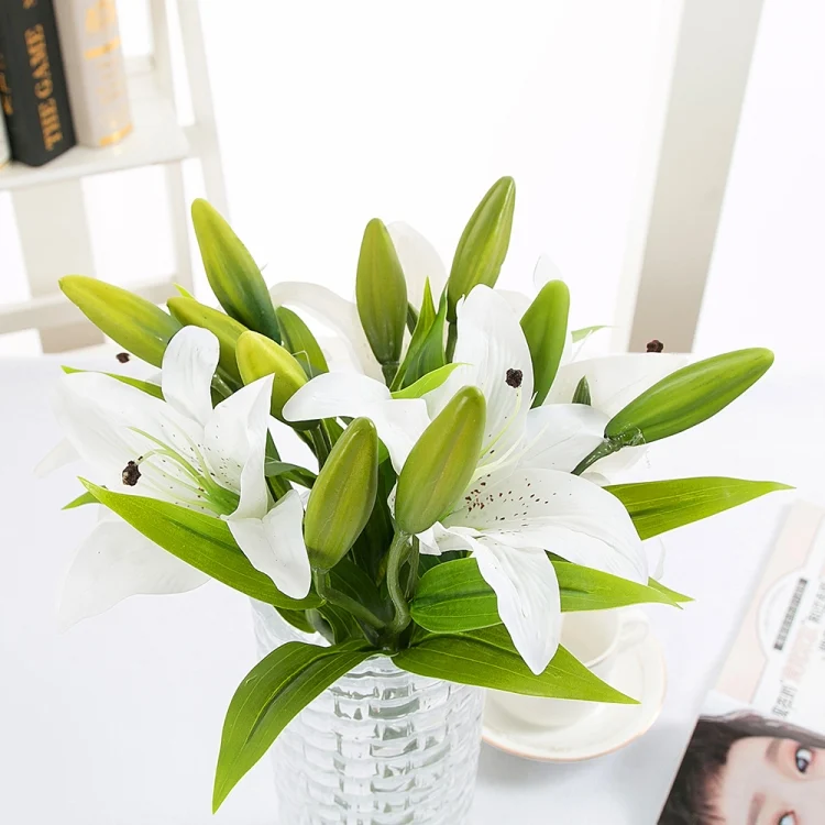 TBD0388395201A_4.webp 3 Branches Simulation Mini Lily Plastic Fake Flower Home Decoration Photography Wedding Supplies - Image 5