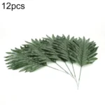 12 PCS Artificial Fake Monstera Palm Tree Green Plastic Leaf
