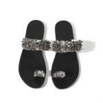 Flat Bottom Pin Rhinestone Sequins Sandals - Image 3