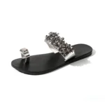 Flat Bottom Pin Rhinestone Sequins Sandals - Image 4