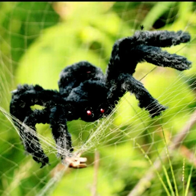 TBD0390669605_1.webp Creative Halloween Party Black Plush Spider Decoration - Image 2
