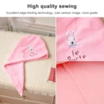 3 PCS Cute Cartoon Rabbit Thick Microfiber Absorbent Dry Hair Cap - Image 5