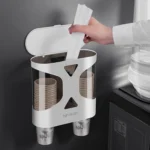 Free Punching Dustproof and Waterproof Wall-mounted Double Cup Holder isposable Cup Taker - Image 5