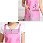Home Adult Sleeveless Waterproof Grid Anti-oil Aprons with Double Pocket - Image 4