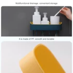 No Drill Wall Mounted Shower Shelf Cell Phone Bathroom Shampoo Holder - Image 5