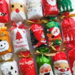 50pcs / Pack Christmas Gift Bag Candy Biscuit Drawstring Bundle Christmas Cookie Bag, Random Pattern Delivery - Image 13