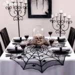 Halloween Party Black Lace Spider Web Tablecloth Decoration - Image 2