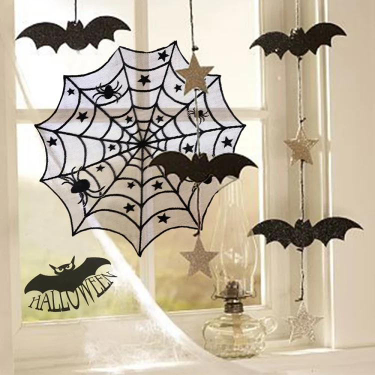 TBD0402566101_3.webp Halloween Party Black Lace Spider Web Tablecloth Decoration - Image 4