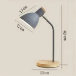 E27 Button Switch Wood Table Lamp Metal Shade Desk Light Bedside Reading Book Light Home Decor - Image 6
