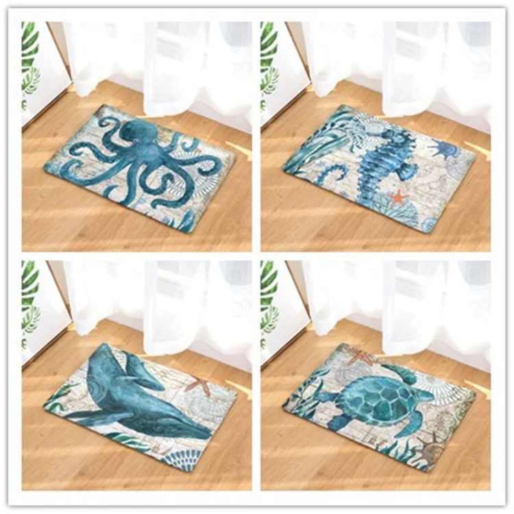 TBD0408517302A_7.webp Marine Series Pattern Bathroom Toilet Non-slip Mat Flannel Absorbent Foot Pad - Image 8