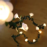 Solar Simulation Green Leaf Rattan Rose Flower Vine LED Light String Garland Decoration - Image 3